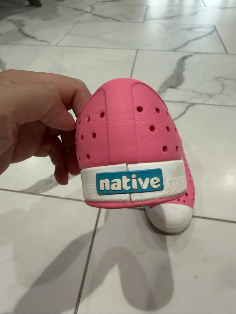 Native Kids Slip-On Water Shoe in Bright Pink with White Toe